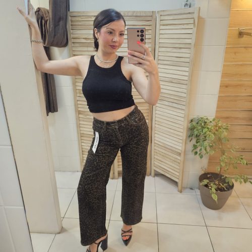 Leopard Jean Wide Leg
