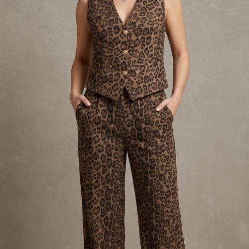 Set leopar με γιλέκο
